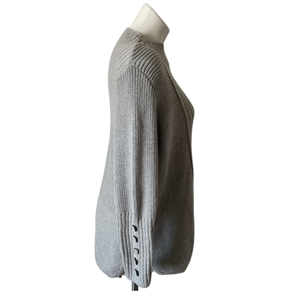 Habitat Textured Mock Neck Sweater 100% Cotton Gray Small Minimalist Neutral - Picture 2 of 14